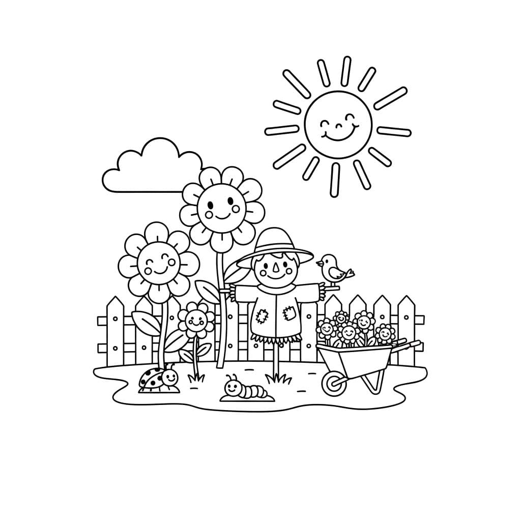 Nakreslete Zahrada zdarma pro děti omalovánka