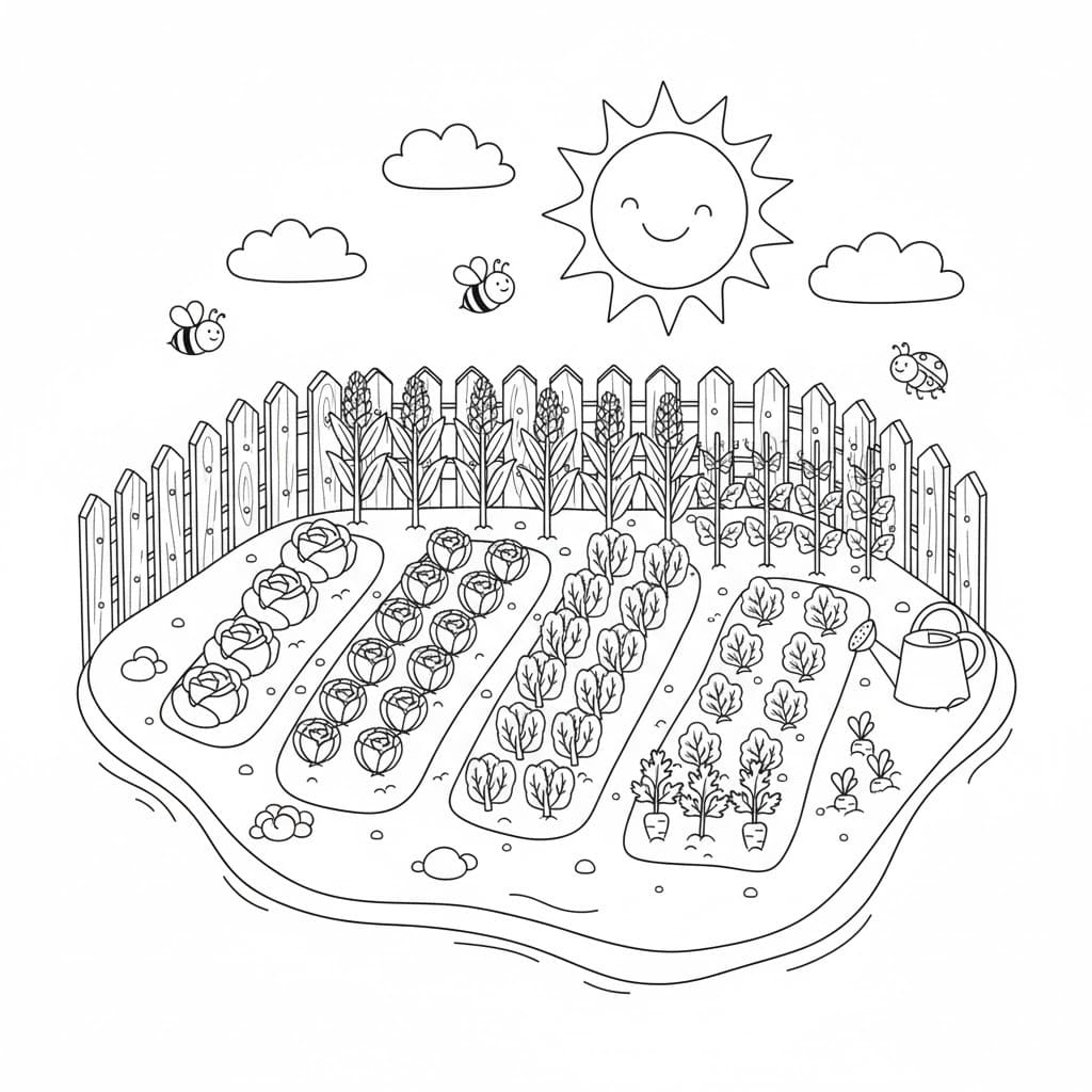 Nakreslete Zahrada zdarma prostý omalovánka