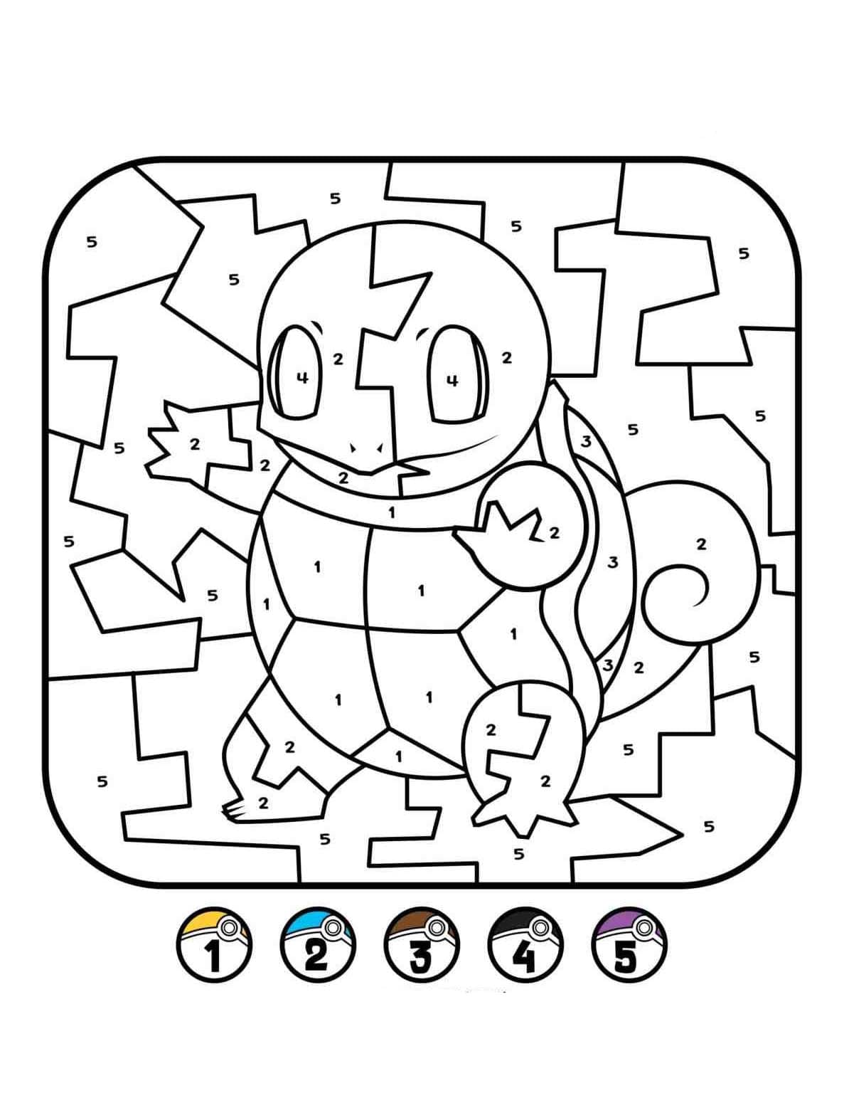 Pokemon Malování podle čísel prostý u dětí omalovánka