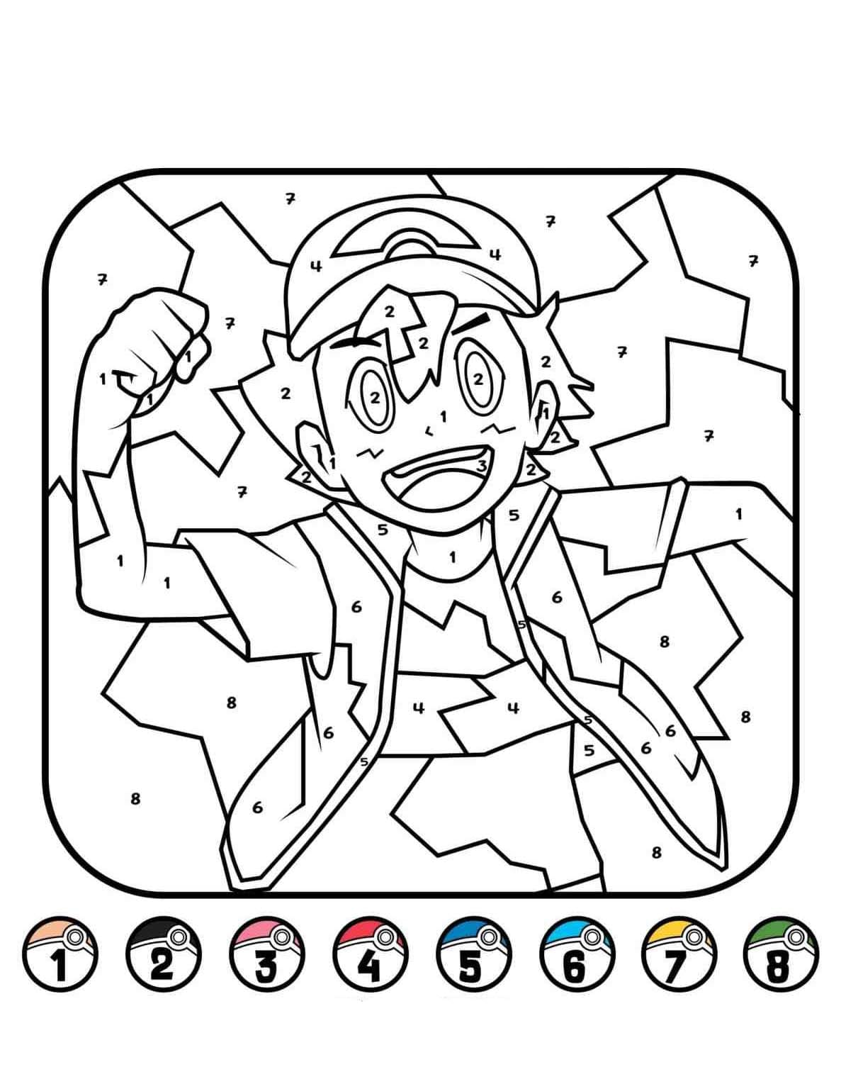 Pokemon Malování podle čísel tisknutelné pro děti omalovánka