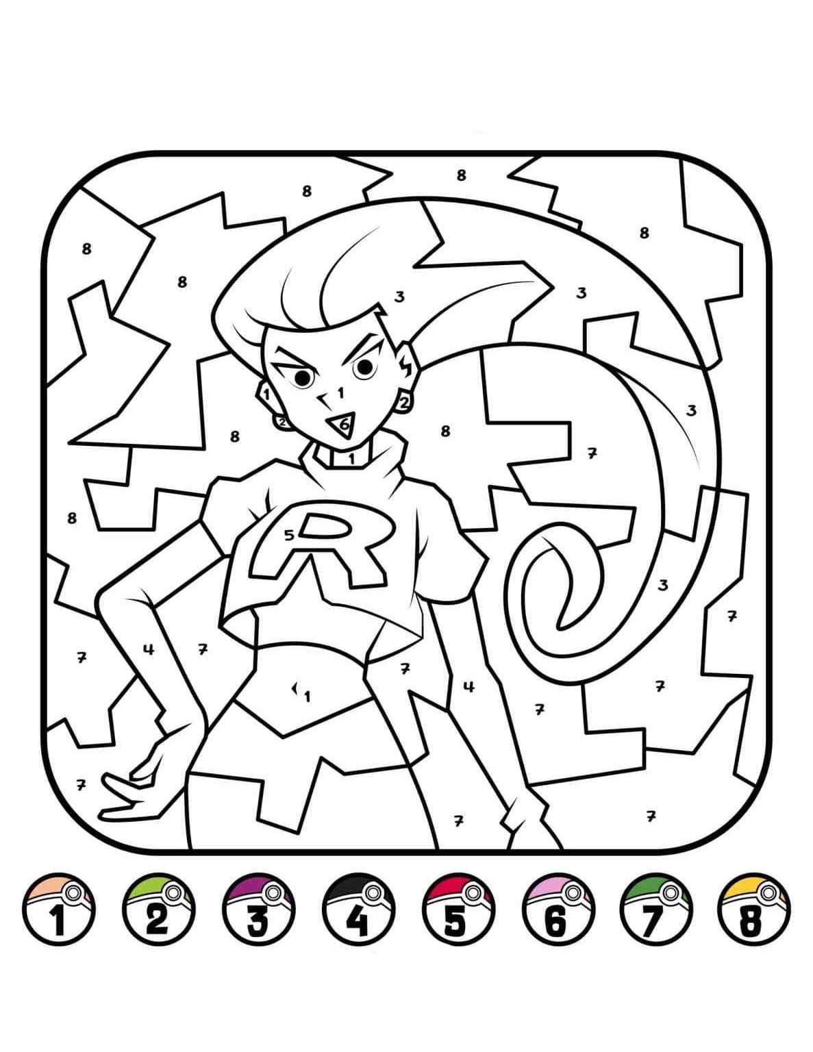 Pokemon Malování podle čísel u dětí omalovánka