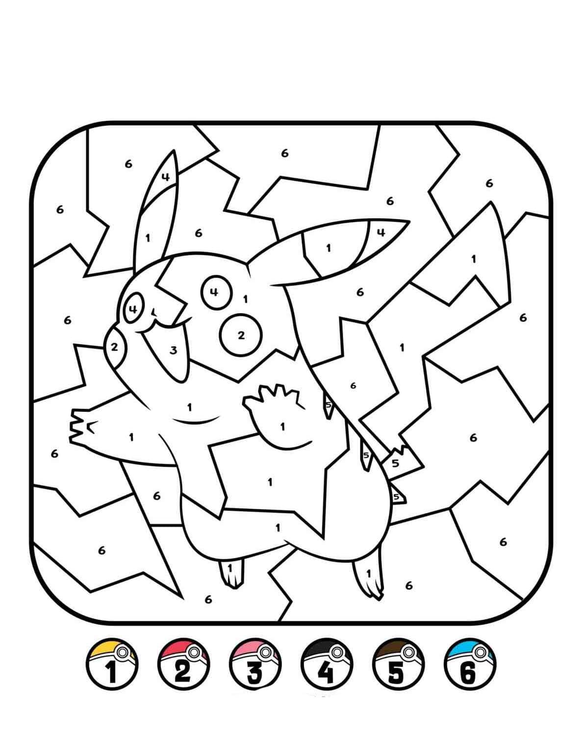 Pokemon Malování podle čísel zdarma pro děti omalovánka