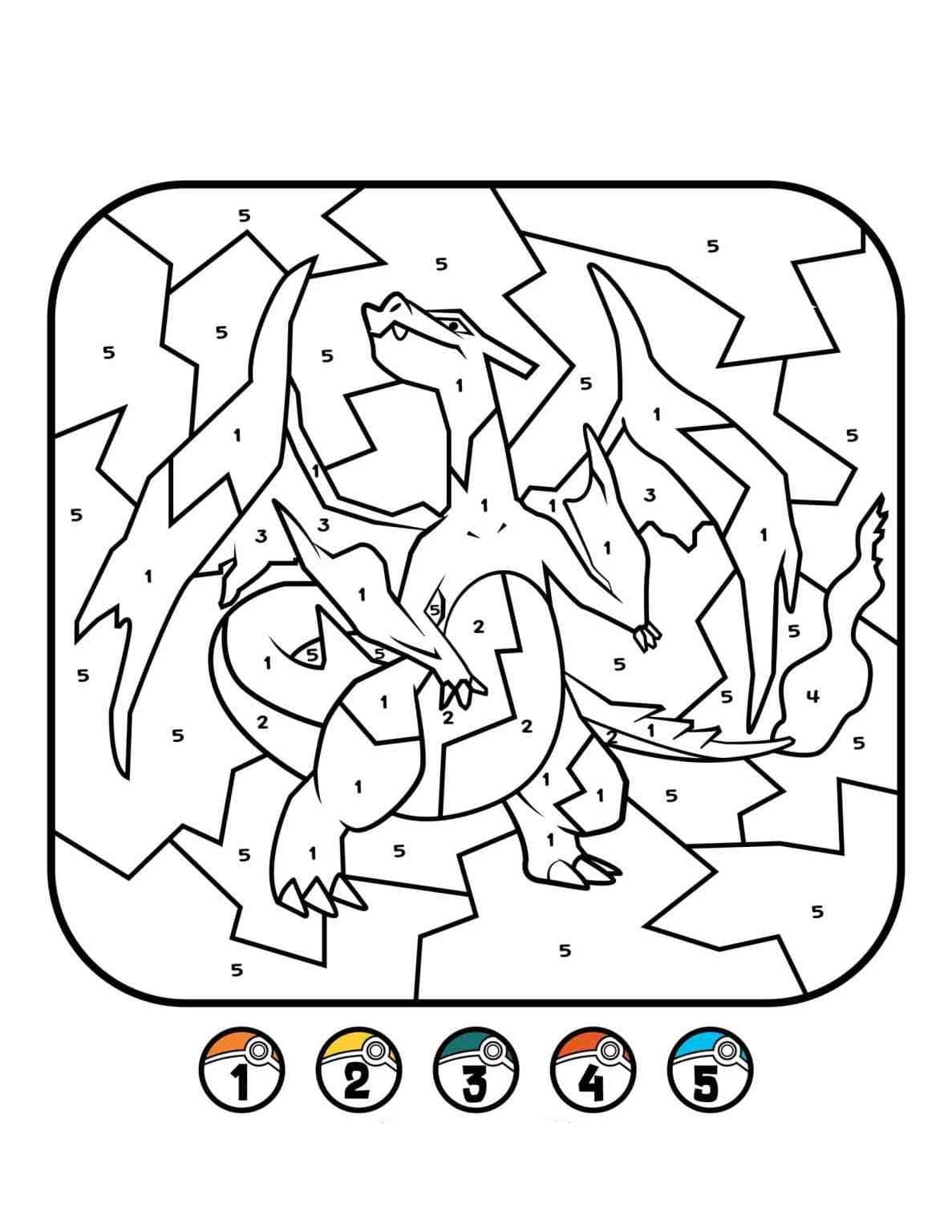 Pokemon Malování podle čísel zdarma tisknutelné pro děti omalovánka