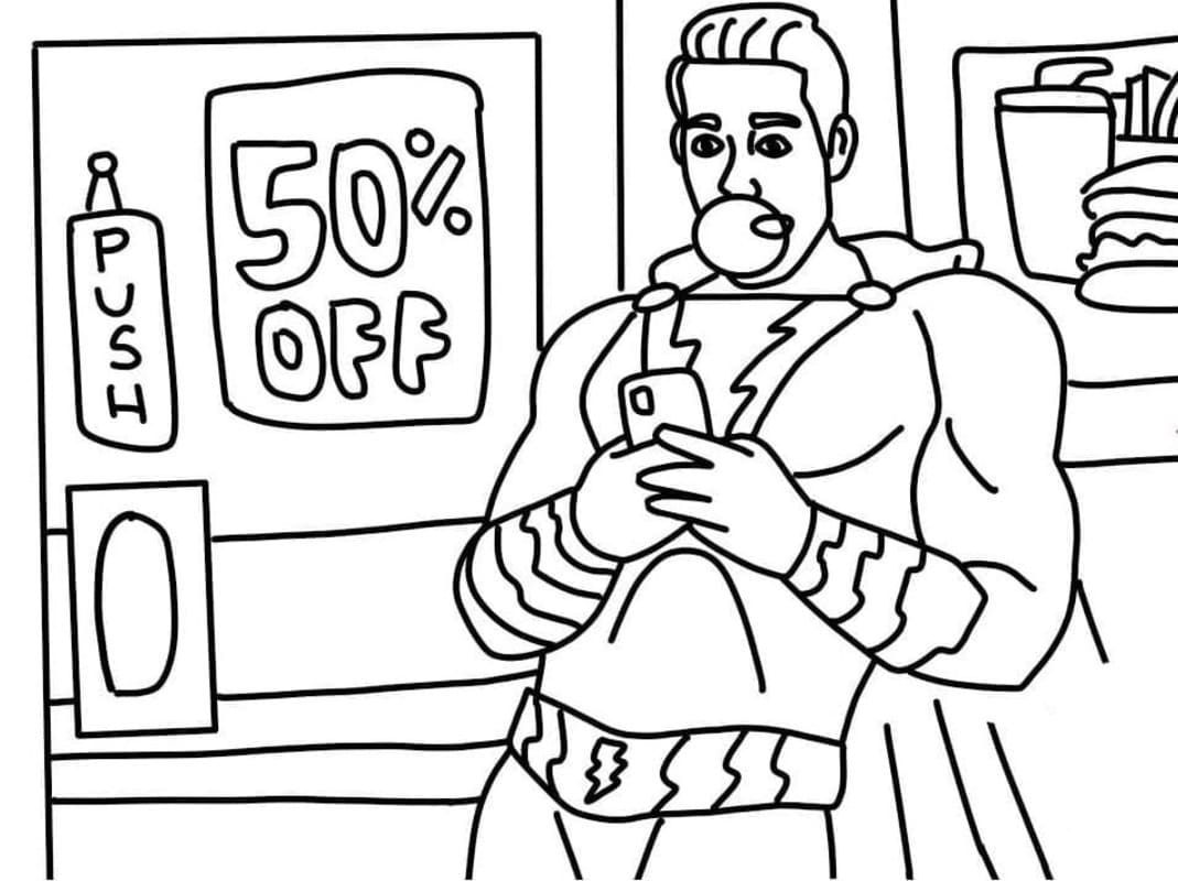 Shazam k vytisknutí zdarma omalovánka