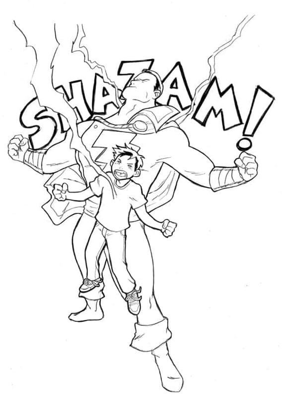 Shazam tisknutelné pro děti omalovánka