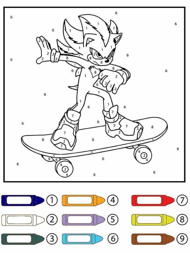 Sonic Malování podle čísel prostý tisknutelné omalovánka