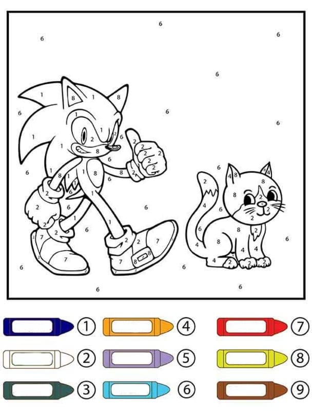 Sonic Malování podle čísel prostý u dětí omalovánka