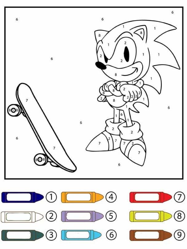 Sonic Malování podle čísel snadný tisknutelné omalovánka