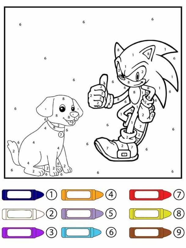 Sonic Malování podle čísel snadný u dětí omalovánka