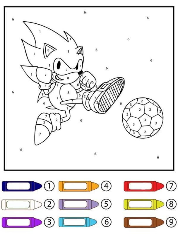 Sonic Malování podle čísel u dětí omalovánka