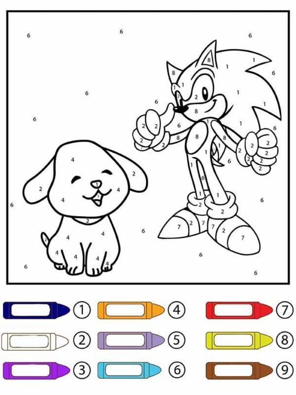 Sonic Malování podle čísel základní u dětí omalovánka