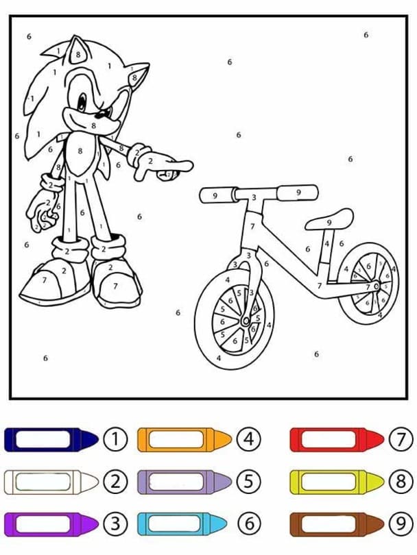 Sonic Malování podle čísel zdarma prostý tisknutelné omalovánka