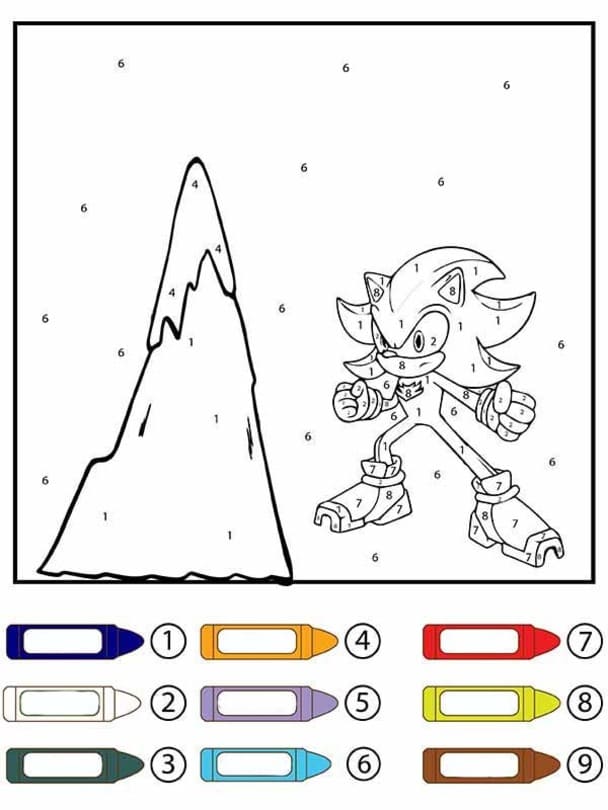 Sonic Malování podle čísel zdarma prostý omalovánka