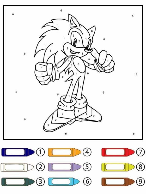Sonic Malování podle čísel zdarma základní omalovánka