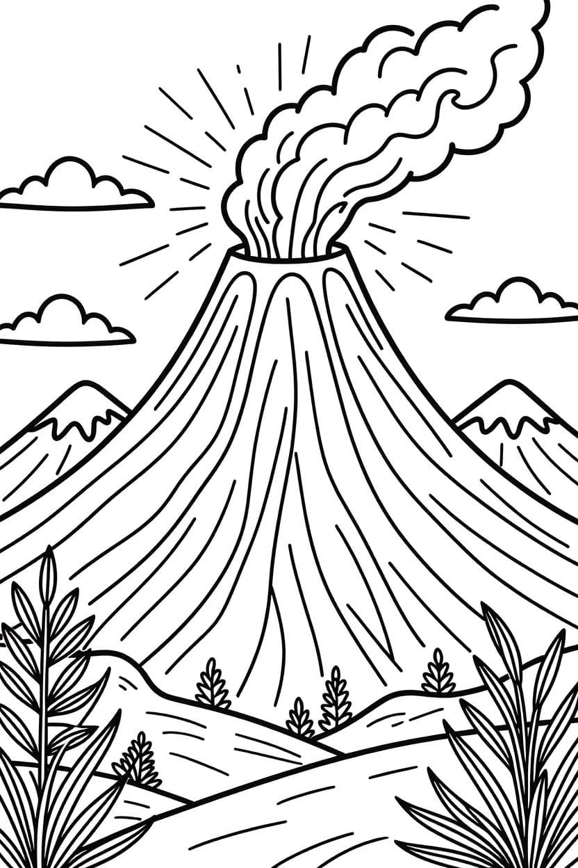 Sopka k vytisknutí omalovánka