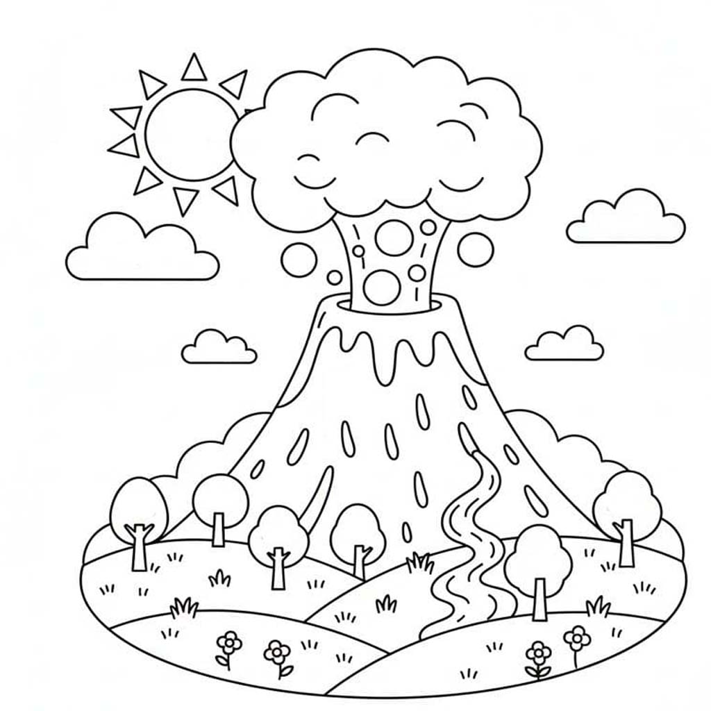 Sopka pro děti omalovánka