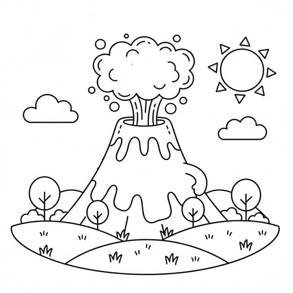 Sopka tisknutelné pro děti omalovánka