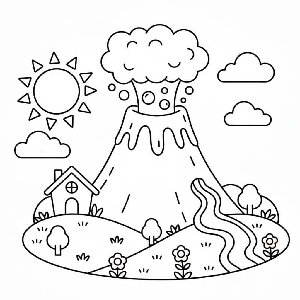 Sopka tisknutelné omalovánka