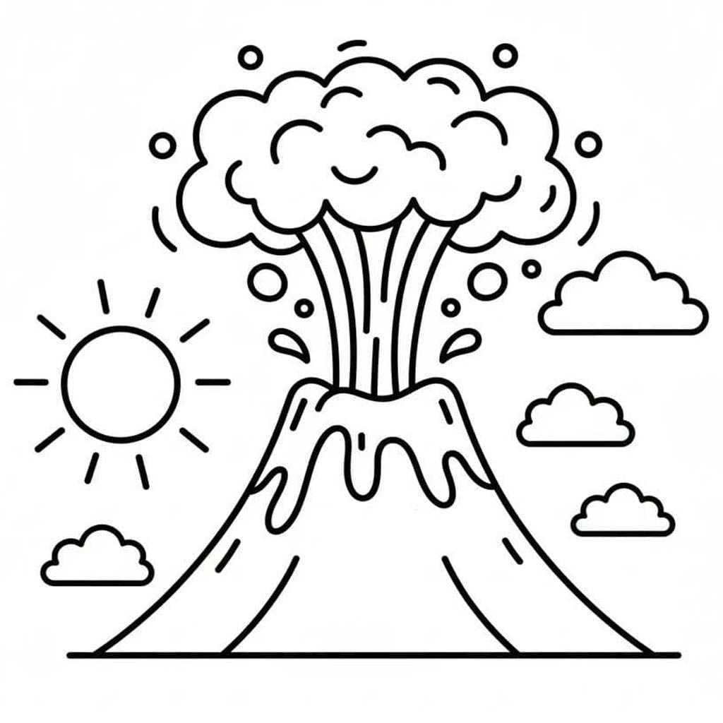 Sopka zdarma pro děti omalovánka