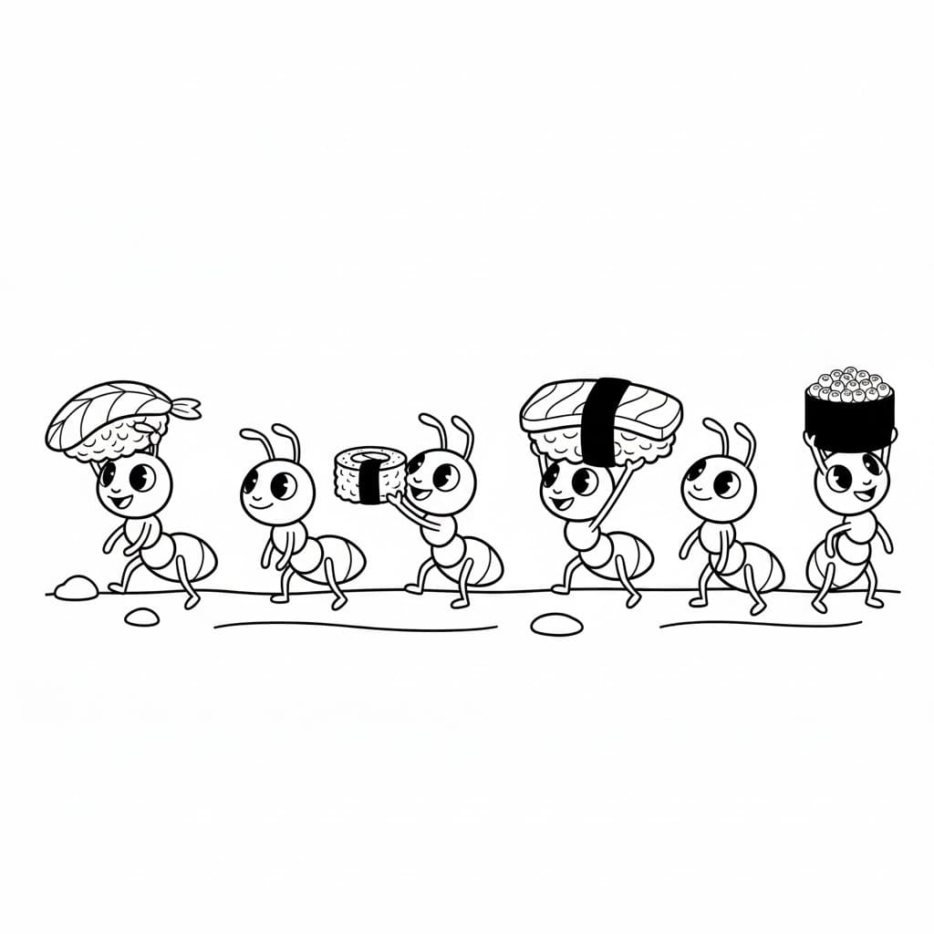 Sushi k vytisknutí omalovánka