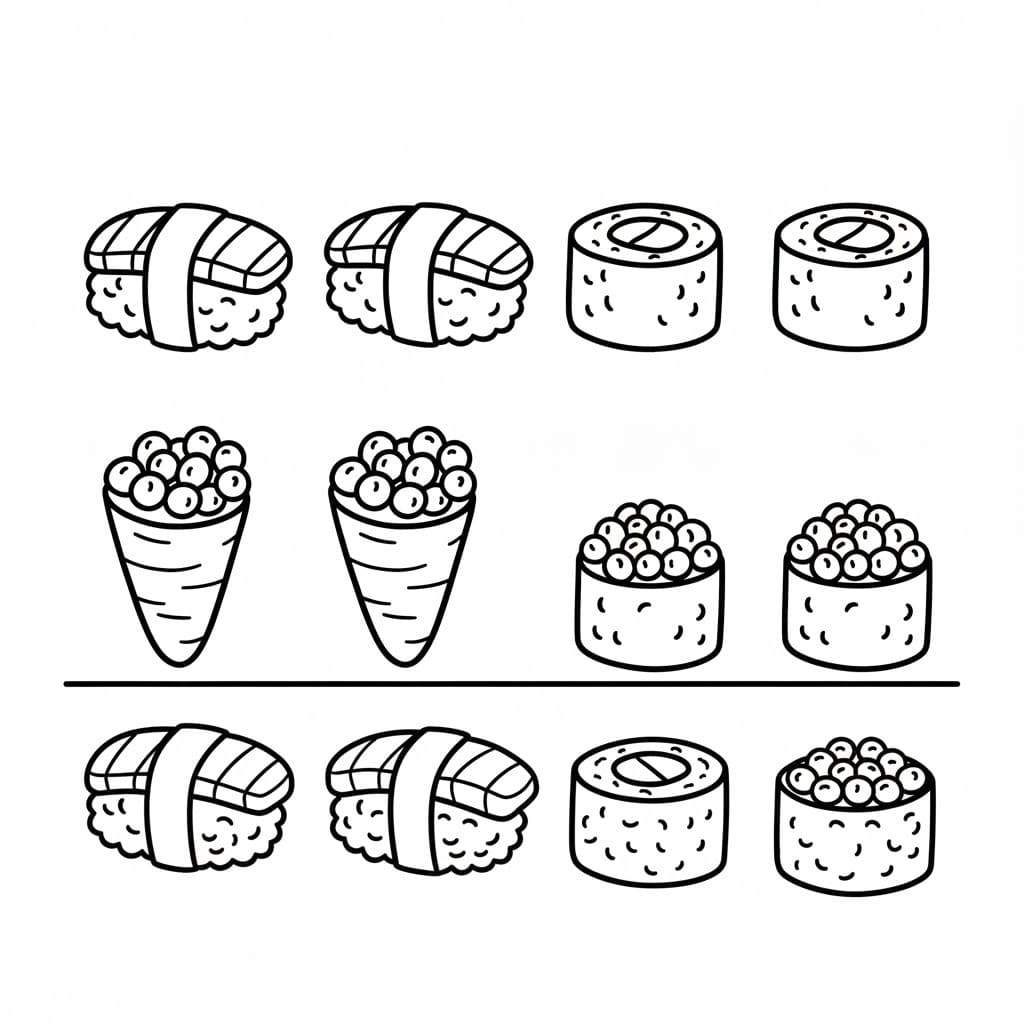 Sushi pro děti omalovánka