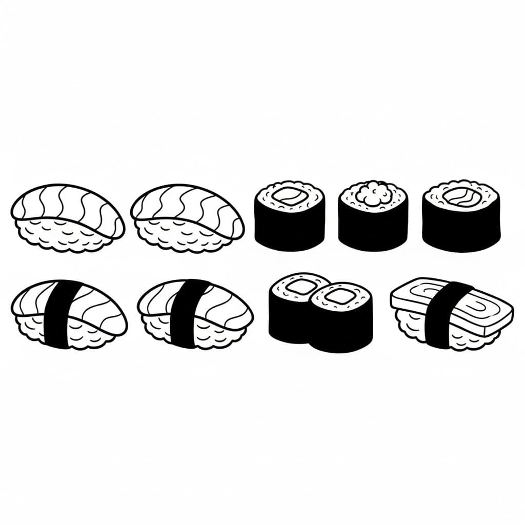 Sushi prostý u dětí omalovánka