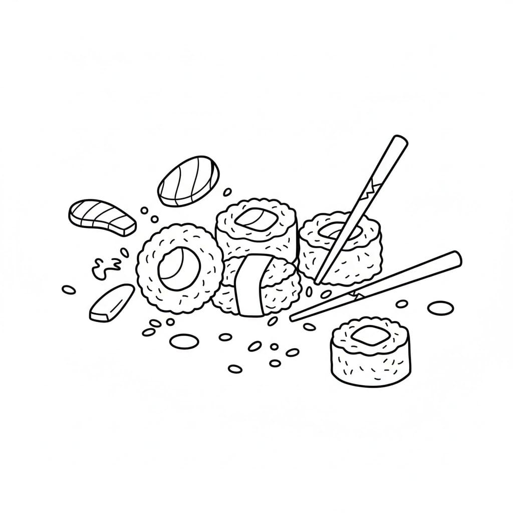 Sushi zdarma pro děti omalovánka