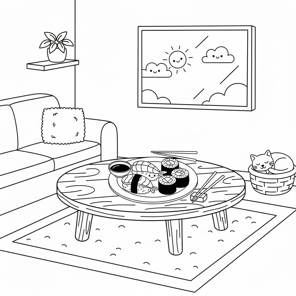 Sushi zdarma omalovánka