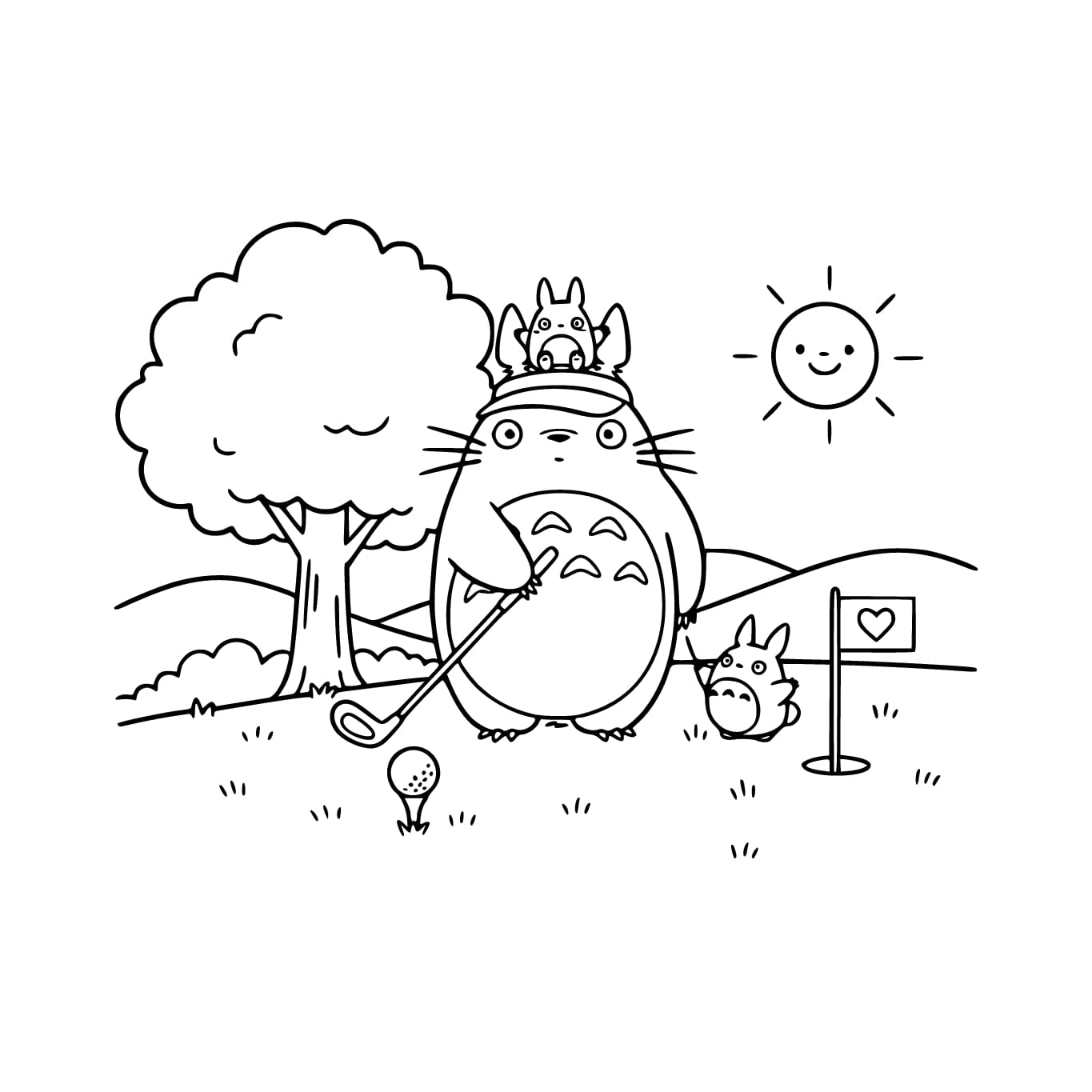 Totoro snadný tisknutelné omalovánka