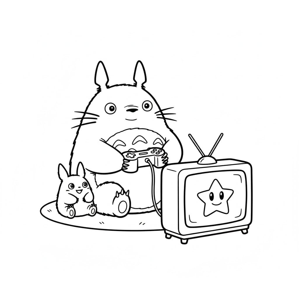 Totoro základní tisknutelné omalovánka