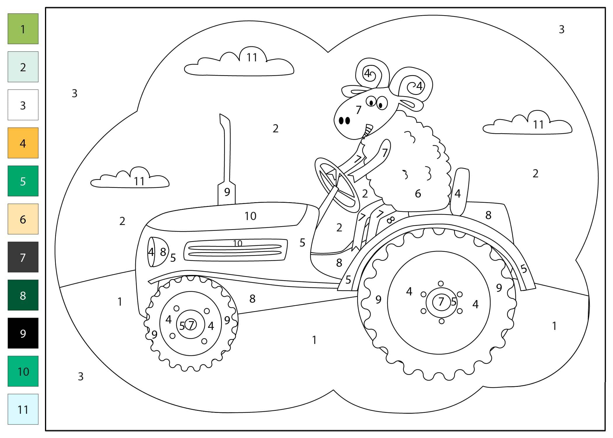 Traktor Malování podle čísel pro děti omalovánka