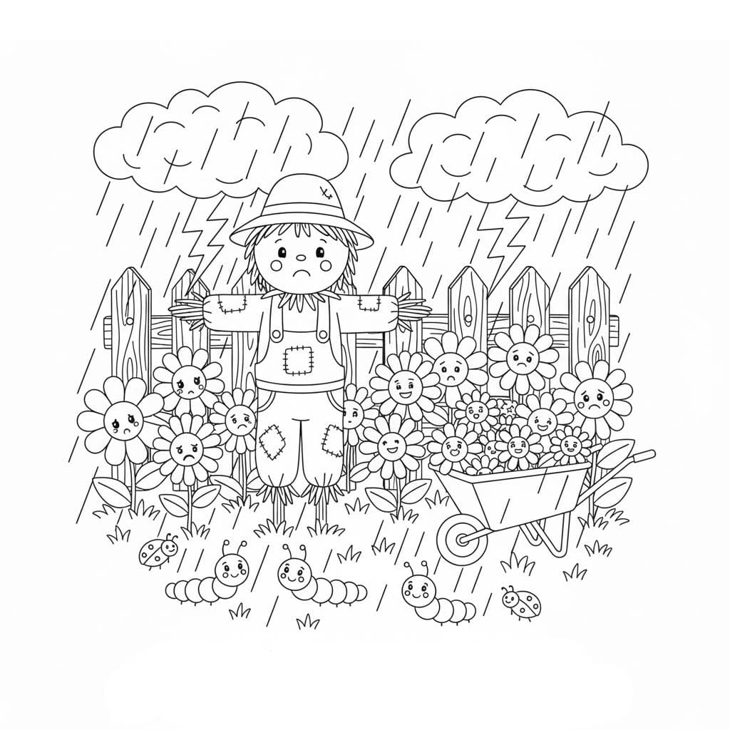 Zahrada k vytisknutí pro děti omalovánka