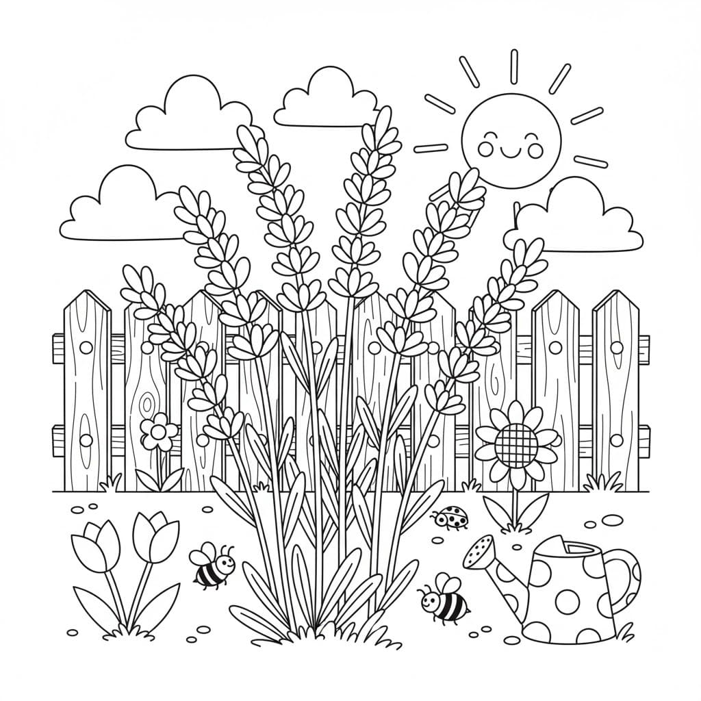 Zahrada k vytisknutí zdarma pro děti omalovánka