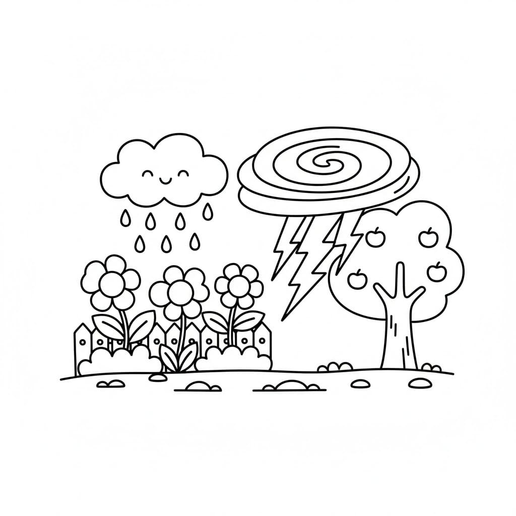 Zahrada k vytisknutí zdarma omalovánka