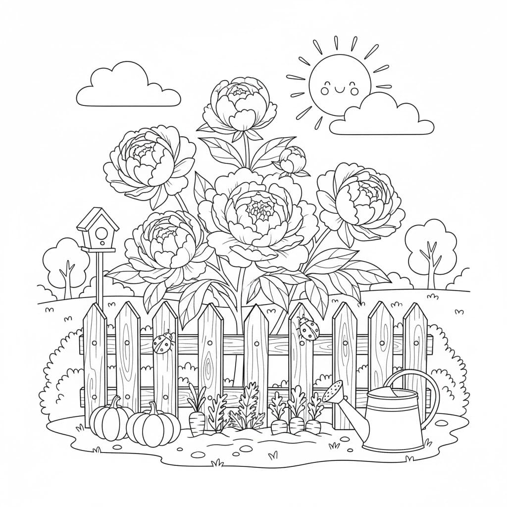 Zahrada snadný u dětí omalovánka