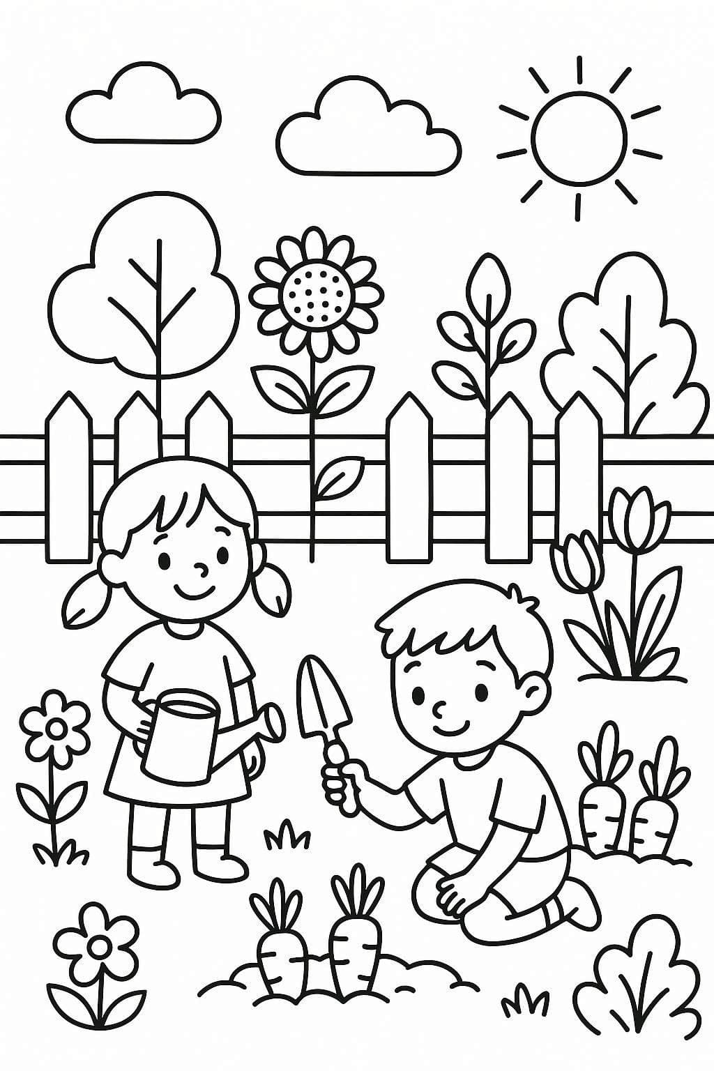 Zahrada tisknutelné omalovánka