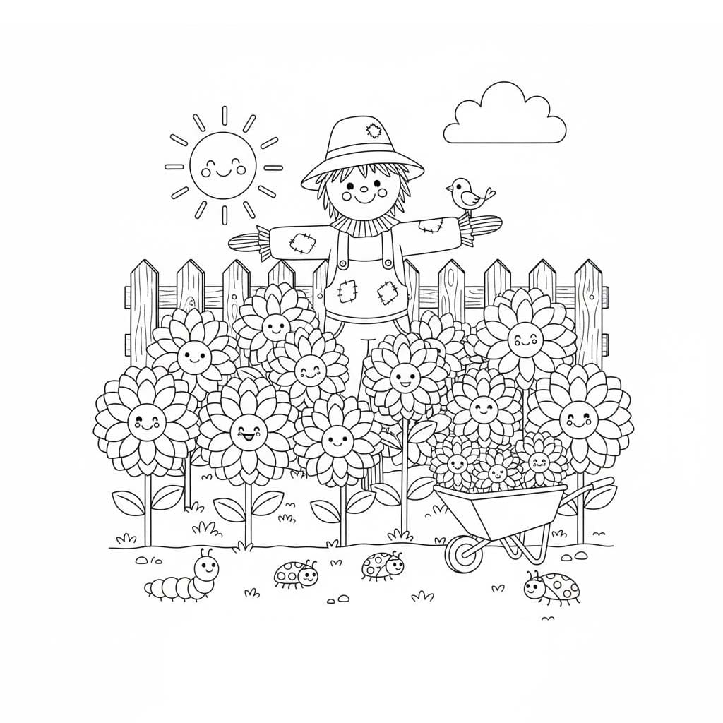 Zahrada zdarma pro děti omalovánka