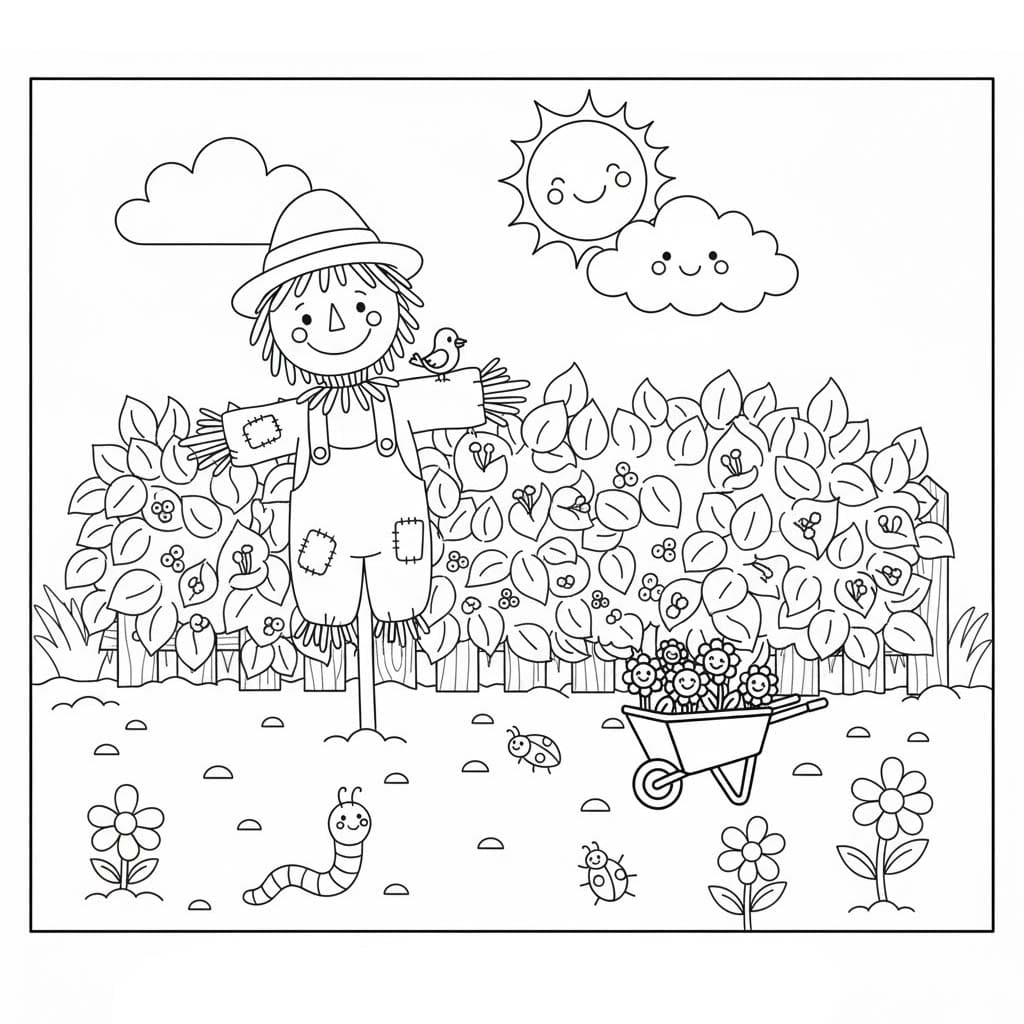 Zahrada zdarma omalovánka