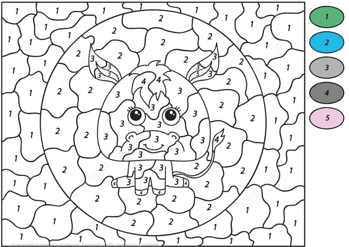 Zvířata Malování podle čísel snadný tisknutelné omalovánka