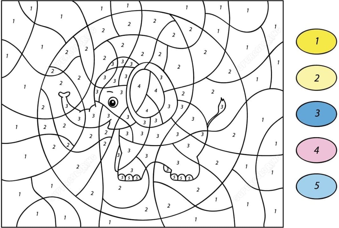Zvířata Malování podle čísel zdarma snadný tisknutelné omalovánka