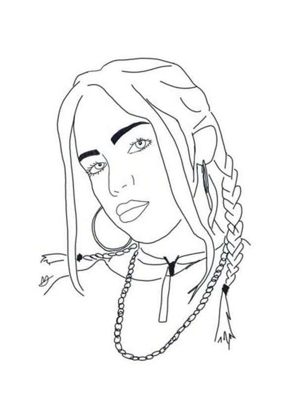 Billie Eilish snadný u dětí omalovánka