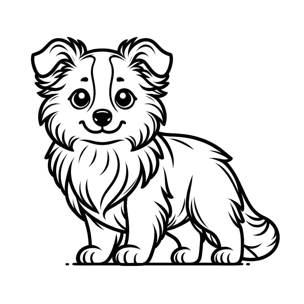 Border Kolie snadný u dětí omalovánka