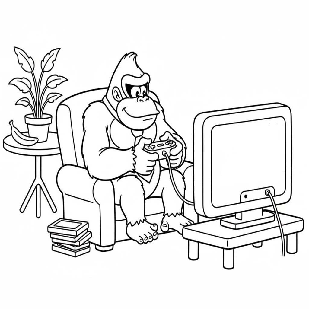 Donkey Kong tisknutelné pro děti omalovánka