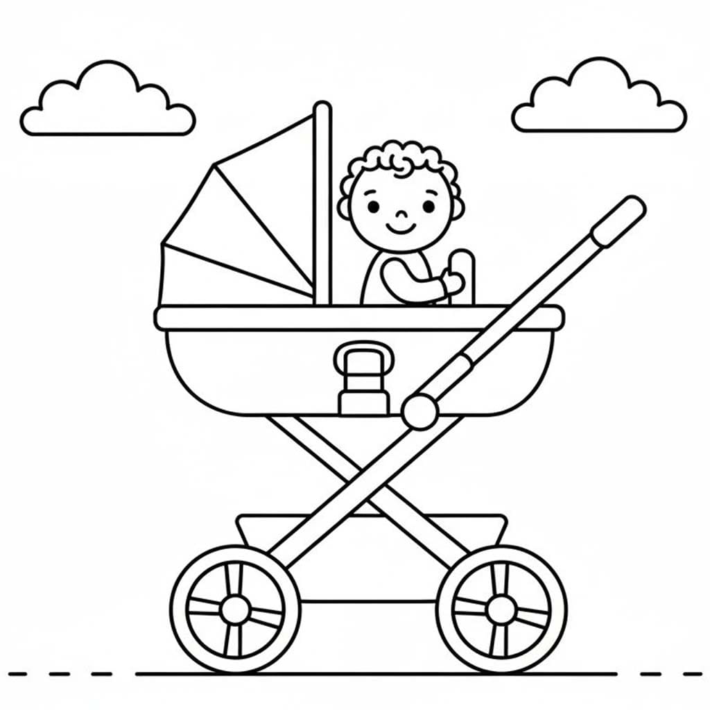 Kočárek pro děti omalovánka