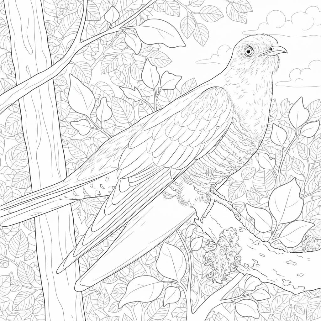 Kukačka tisknutelné pro děti omalovánka