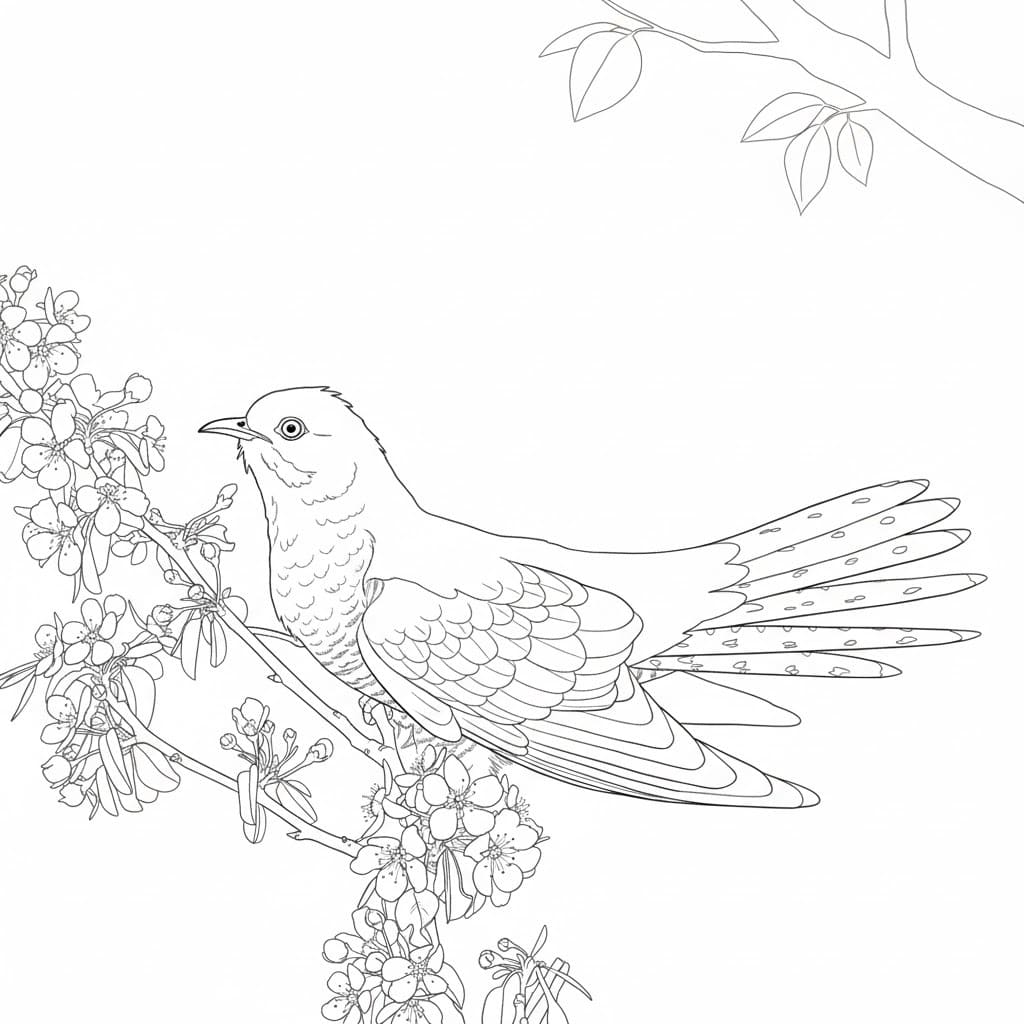 Kukačka zdarma omalovánka