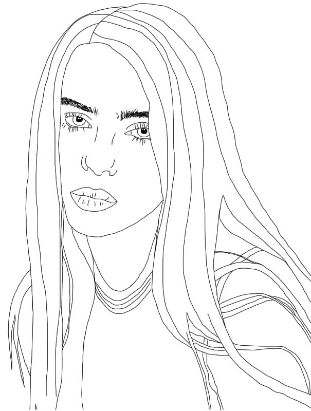 Nakreslete Billie Eilish zdarma pro děti omalovánka