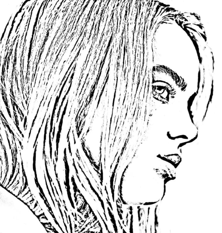 Nakreslete Billie Eilish zdarma snadný omalovánka