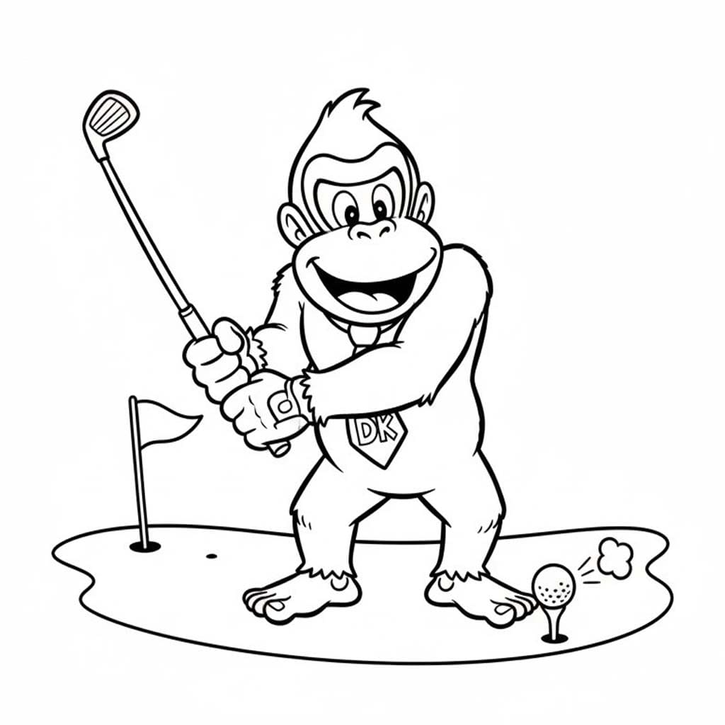 Nakreslete Donkey Kong zdarma základní tisknutelné omalovánka