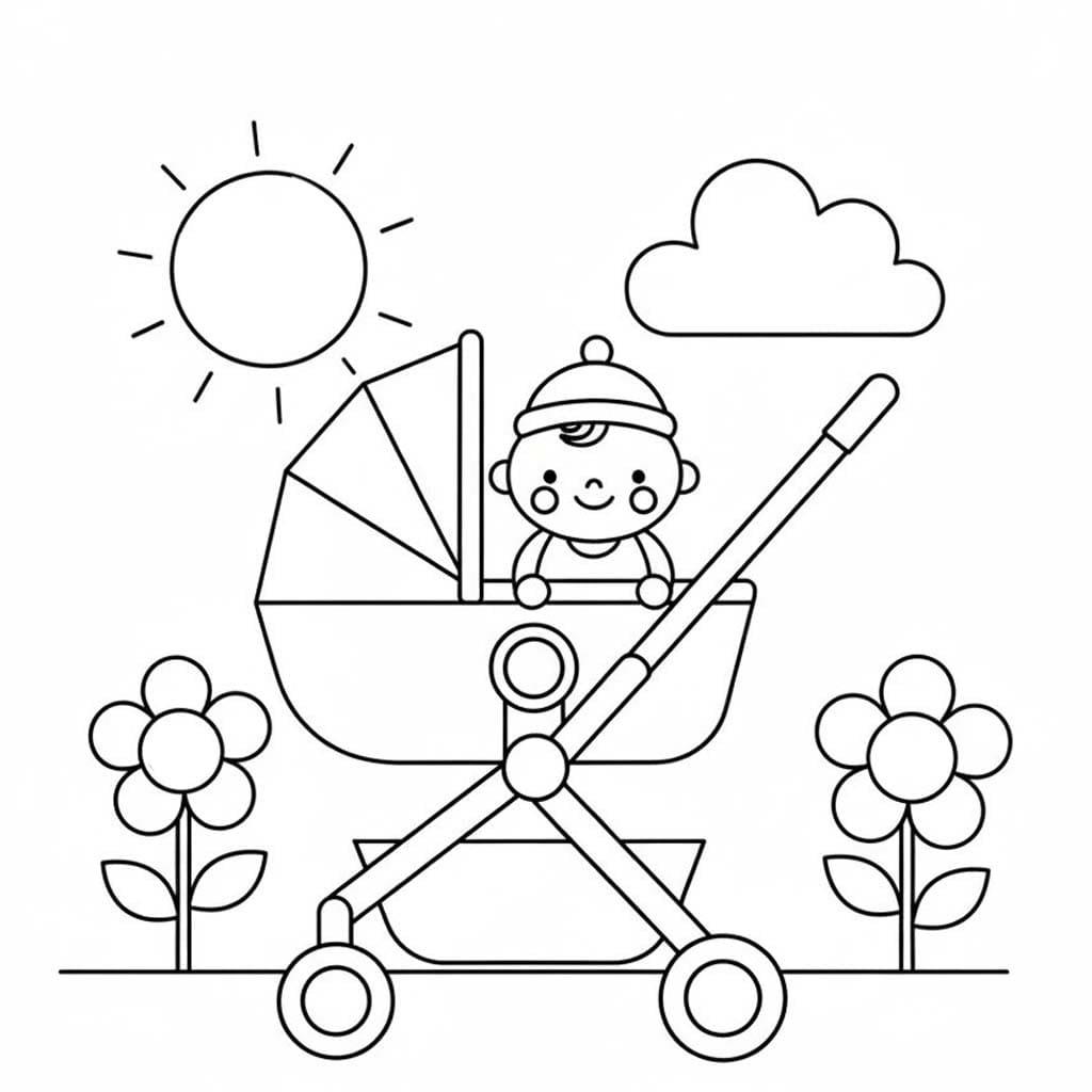 Nakreslete Kočárek k vytisknutí zdarma omalovánka